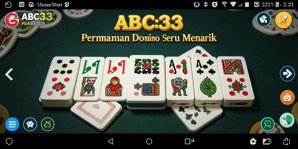 Tampilan gameplay seru dari ABC33 dengan kartu Domino yang menarik.