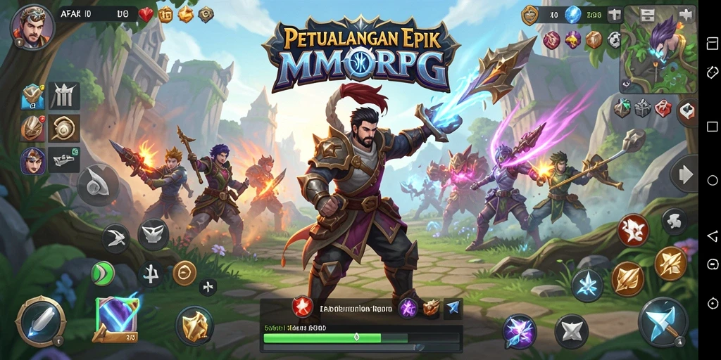 Screenshot AFAF menampilkan pertarungan epik dalam suasana MMORPG.