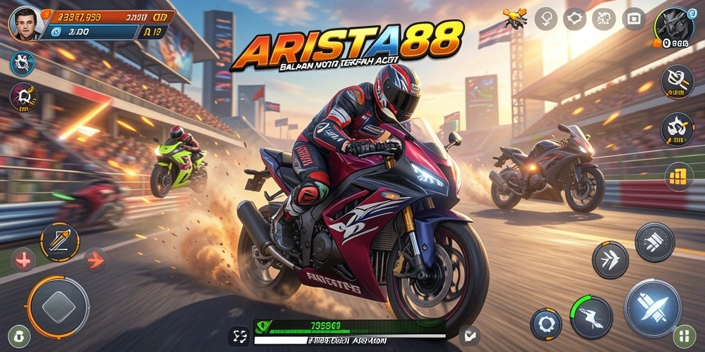 Tampilan gameplay balapan motor yang seru di ARISTA88.