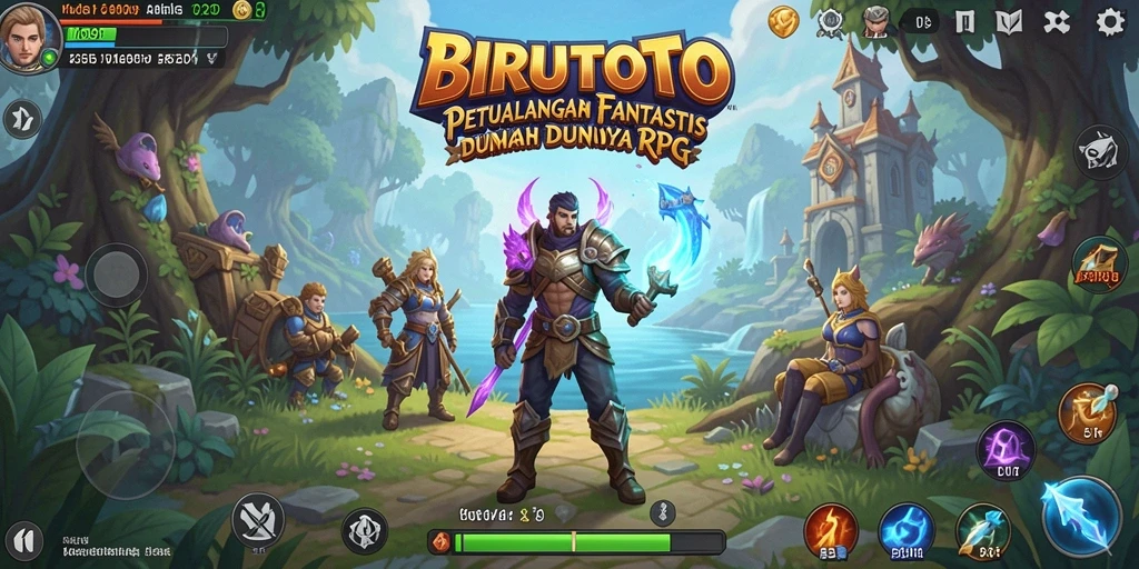 Tampilan gameplay BIRUTOTO dengan pertarungan yang intens dan grafik menawan.