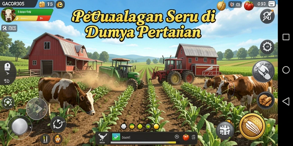 Screenshot gameplay GACOR305 menampilkan aktivitas bertani yang mengasyikkan.