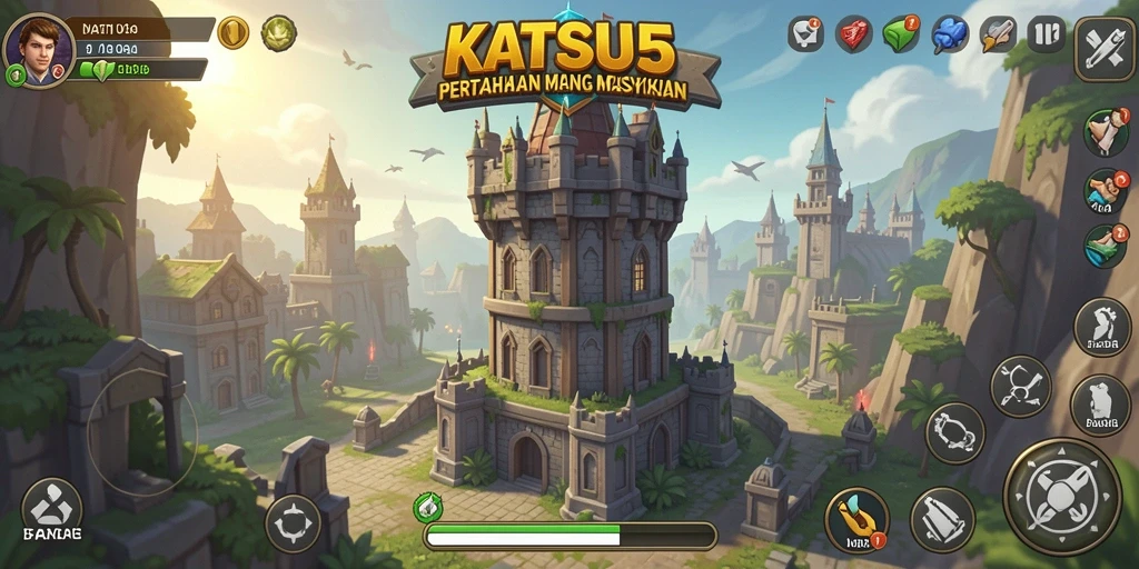 Screenshot KATSU5 menampilkan aksi seru dalam Tower Defense.
