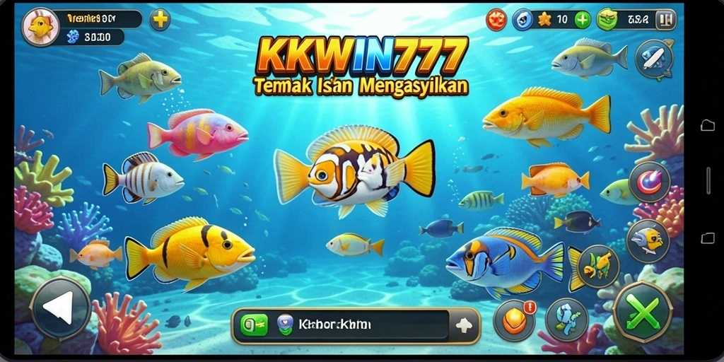 Screenshot gameplay KKWIN777 yang menampilkan aksi menembak ikan.
