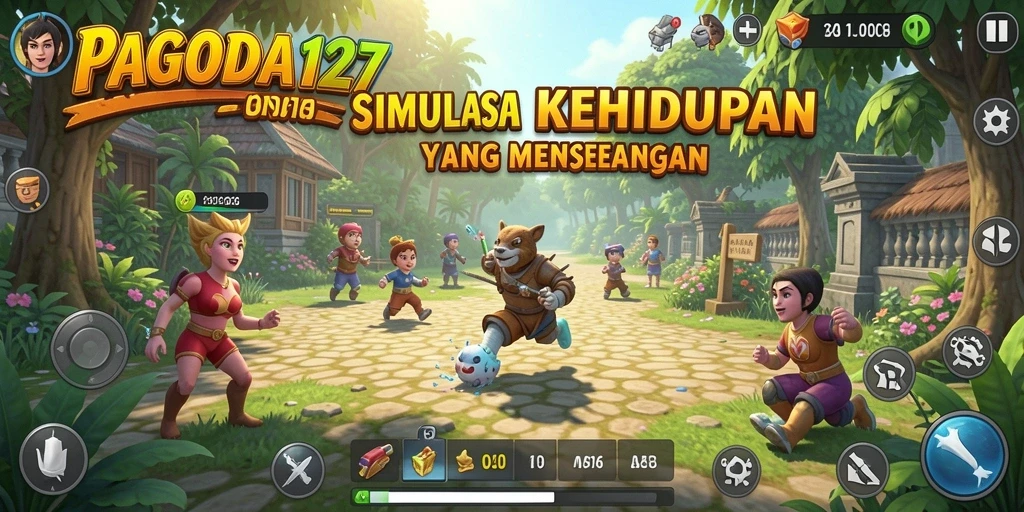 Tampilan gameplay menarik dari PAGODA127 yang menunjukkan interaksi antar karakter.