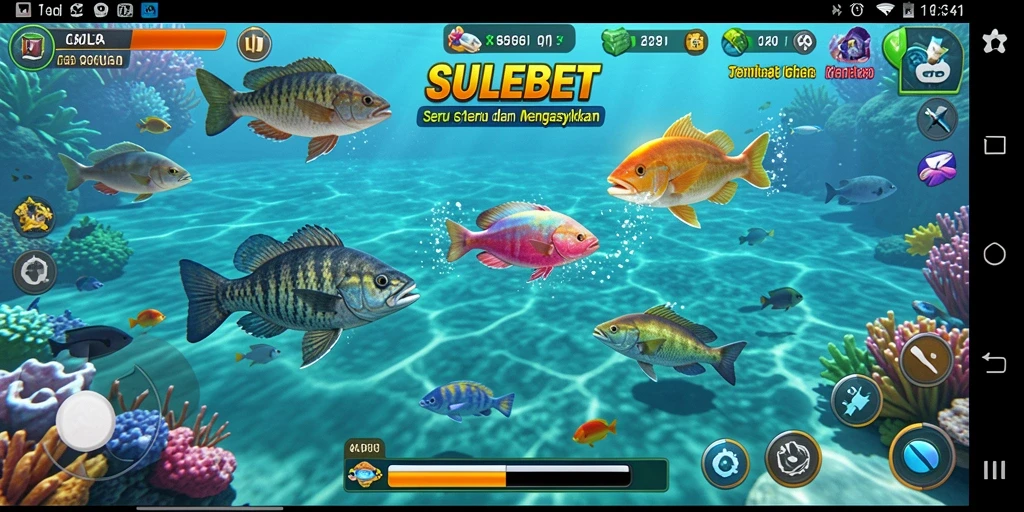 Tangkapan layar gameplay SULEBET menampilkan aksi menembak ikan yang seru.