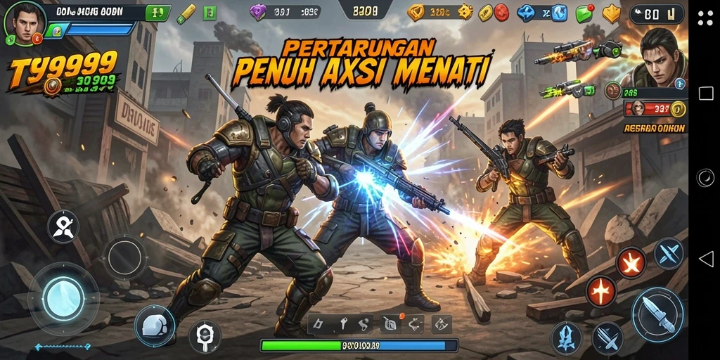 Gameplay seru dalam pertarungan T9999.