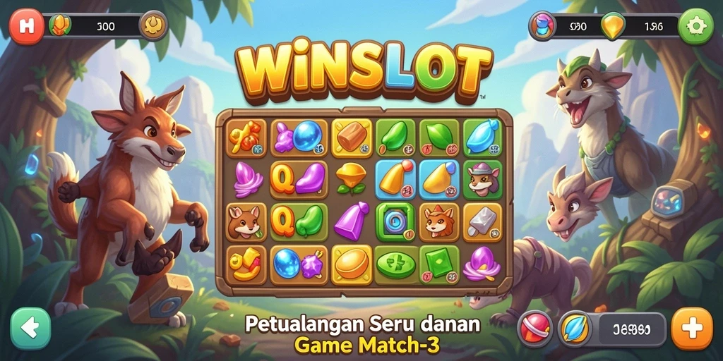 Tampilan gameplay seru dari WINSLOT dengan level Match-3 yang menantang.