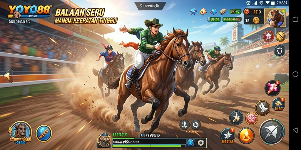 Screenshot YOYO88 menampilkan aksi balap yang mendebarkan dan kendaraan yang bertenaga.