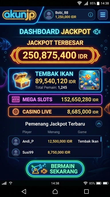 Tampilan utama aplikasi akunjp yang intuitif dan user-friendly.